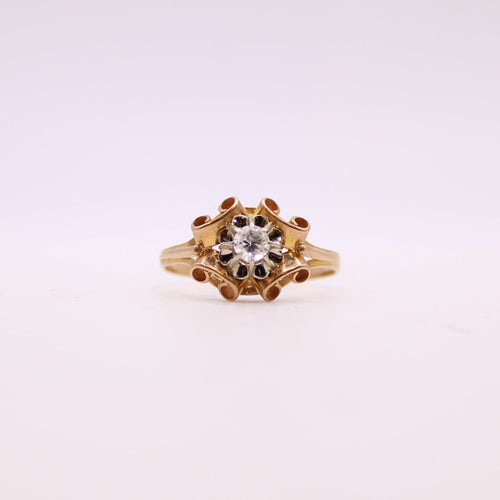 Bague Bague or jaune, pierre blanche 58 Facettes