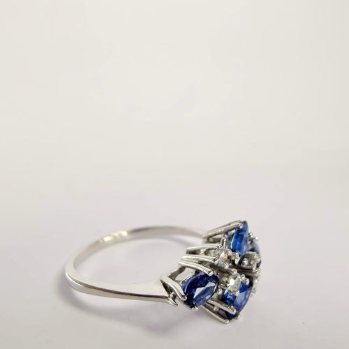 Bague Bague en or blanc diamants et saphirs 58 Facettes 5555
