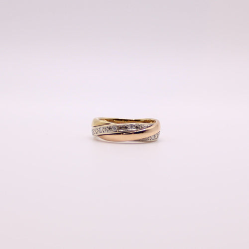 Bague Alliance effet trois ors et diamants 58 Facettes