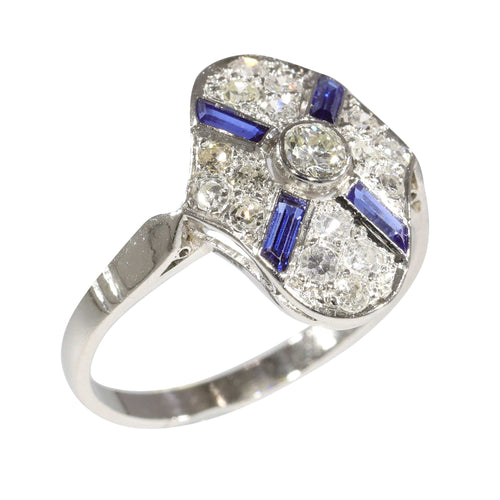 Bague 59 Bague Art Déco Diamant Saphir 58 Facettes 23271-0610