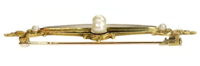 Broche Broche avec perles en émail noir 58 Facettes 14350-0124