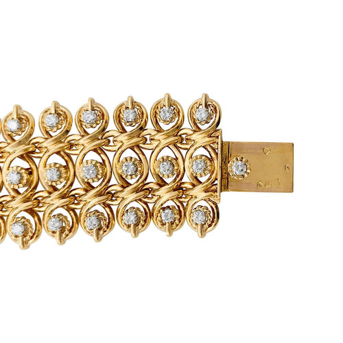 Bracelet Bracelet vintage en or rose, platine et diamants. 58 Facettes 31649