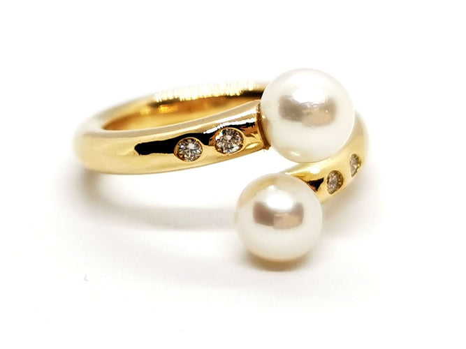 Bague 58 Bague Toi et Moi Or jaune Perle 58 Facettes 1161957CD