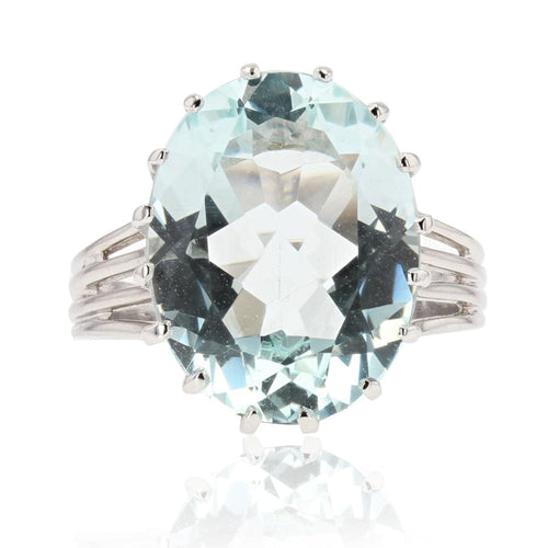 Bague 53 Bague aigue-marine diamants années 60 58 Facettes 20-152-48
