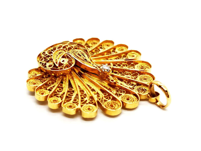 Pendentif Pendentif Paon Or jaune Diamant 58 Facettes 1141236CD
