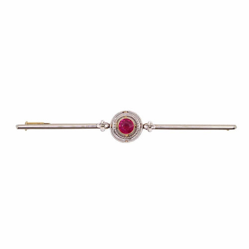 Broche Broche Arte Déco en 2 ors, rubis synthétique sur tête ronde 58 Facettes