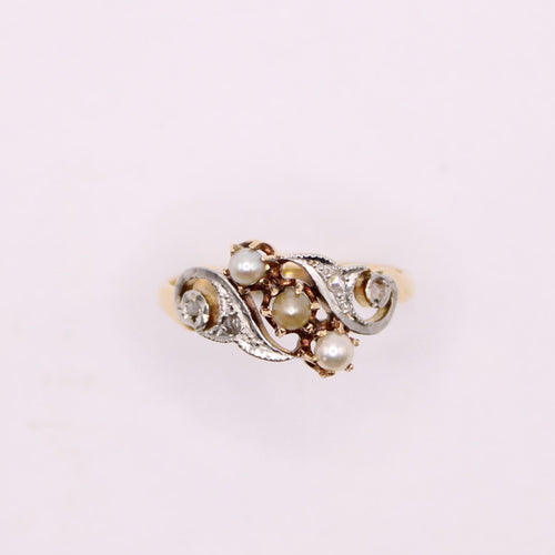 Bague Bague Trilogie Belle Epoque Perles fines Diamants 58 Facettes