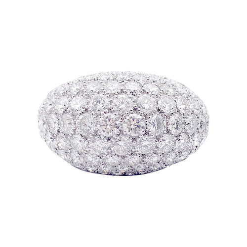 Bague 56 Bague dôme, or blanc, diamants. 58 Facettes 32892