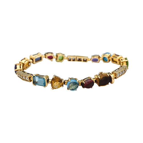 Bracelet Bracelet Bulgari, "Allegra", or jaune, diamants, pierres de couleurs. 58 Facettes 31100