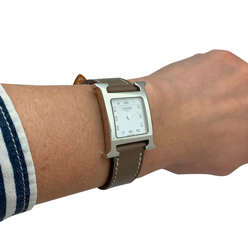 Montre Montre Hermès "Heure H" en acier, cuir. 58 Facettes 31252
