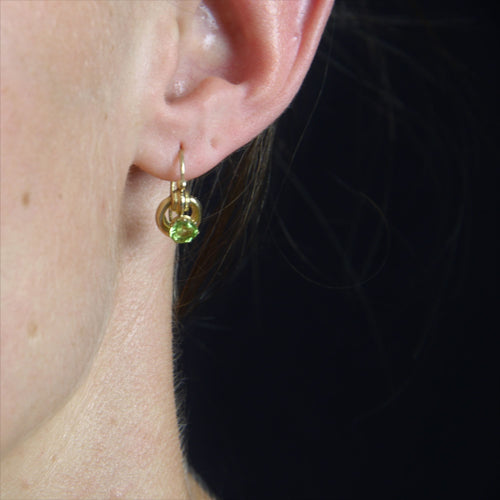 Boucles d'oreilles Dormeuses or jaune et péridots 58 Facettes 15-116