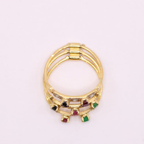 Bague Bague émeraudes, saphirs, rubis et pierre blanches 58 Facettes