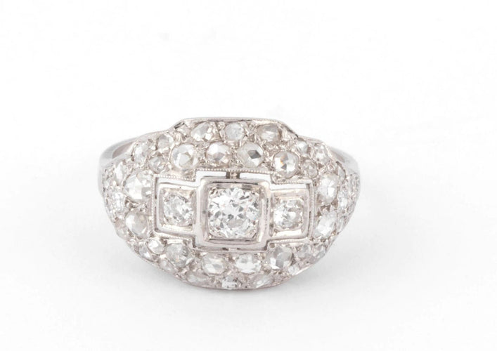 Bague Bague en platine et diamant des années 1930 58 Facettes 0