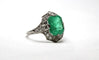 Bague 53.5 Bague style Art Déco Platine Diamants et Emeraude 58 Facettes