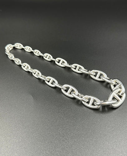 Bracelet HERMÈS. Collection «Chaîne d’Ancre », rare collier en chute argent 925/00 58 Facettes