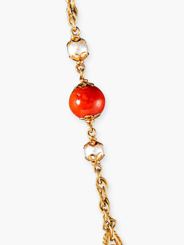 Collier Sautoir Perles et boules de Corail 58 Facettes