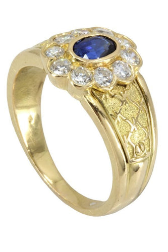 Bague 55 BAGUE MARGUERITE SAPHIR ET DIAMANTS 58 Facettes 045781