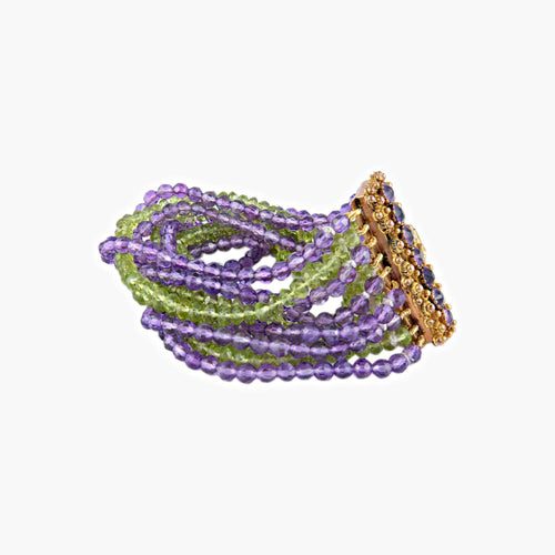 Bracelet Bracelet Multi-rangs Améthystes et Péridots 58 Facettes
