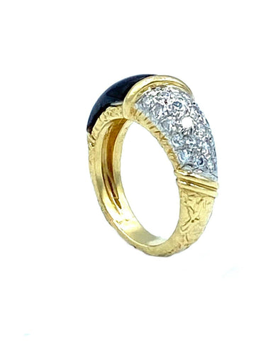 Bague Van Cleef & Arpels. Bague or, platine, onyx et diamants 58 Facettes
