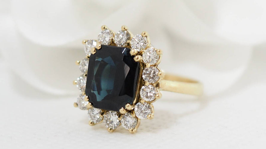 Bague Bague or jaune doublet corindon et diamants 58 Facettes 30763