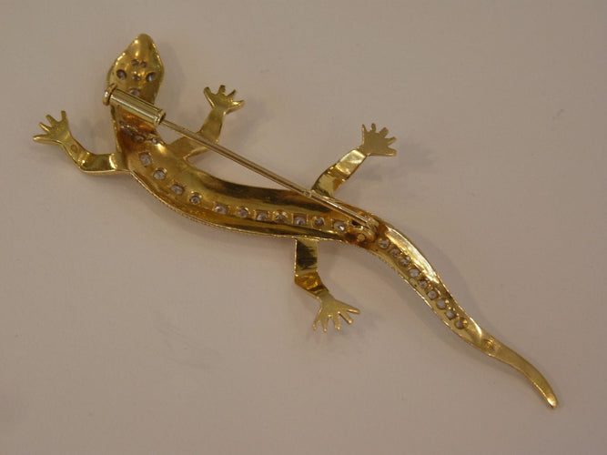 Broche Broche Lézard, Or Jaune & Diamant 58 Facettes