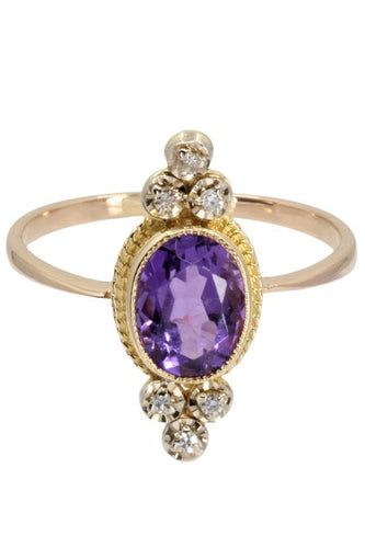 Bague BAGUE ANCIENNE AMÉTHYSTE ET DIAMANTS 58 Facettes 048771