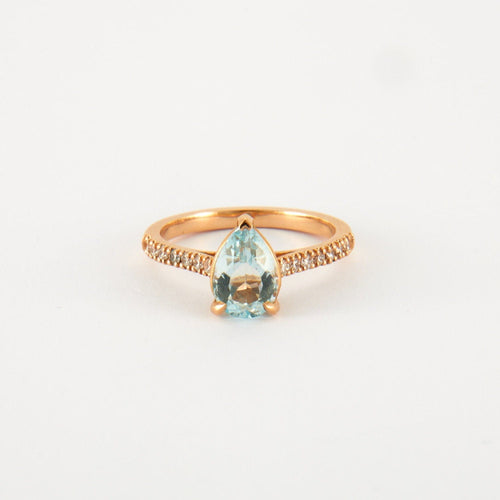 Bague 52 Bague Aigue marine & diamants 58 Facettes