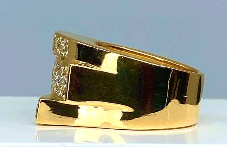 Bague 56 Bague bandeau style Tank Or jaune Diamants 58 Facettes AB290