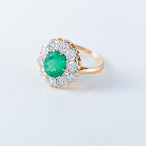 Bague Bague Marguerite émeraude et diamants 58 Facettes