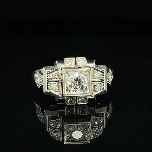 Bague 57 Bague Art déco Or Diamant 58 Facettes