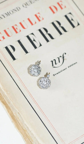 Boucles d'oreilles Boucles d'oreilles dormeuses Or jaune Platine Diamants 58 Facettes