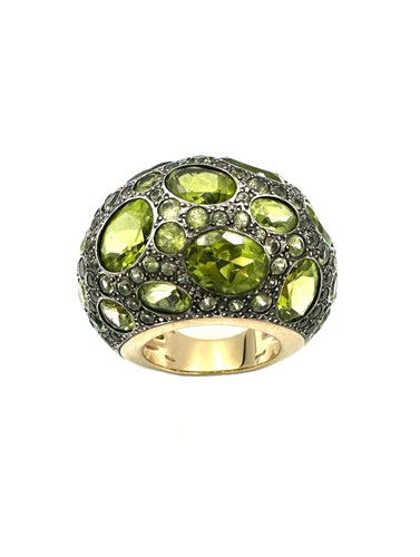 Bague 51 POMELLATO. Collection Tabou, bague or et argent ornée de péridots 58 Facettes