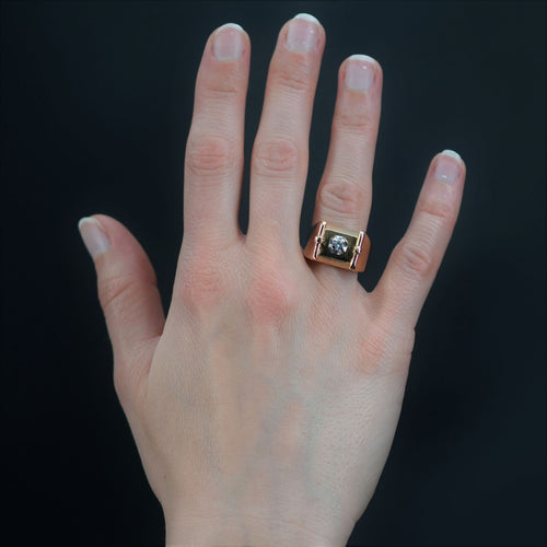 Bague 58 Chevalière tank or diamant 58 Facettes 22-070