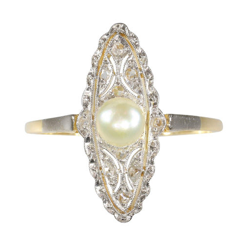 Bague 58 bague marquise diamants perles Art Déco 58 Facettes 23271-0581