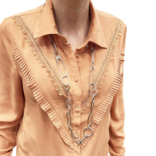 Collier Sautoir Hermès "Double Chaîne d'Ancre Punk" en argent. 58 Facettes 31017
