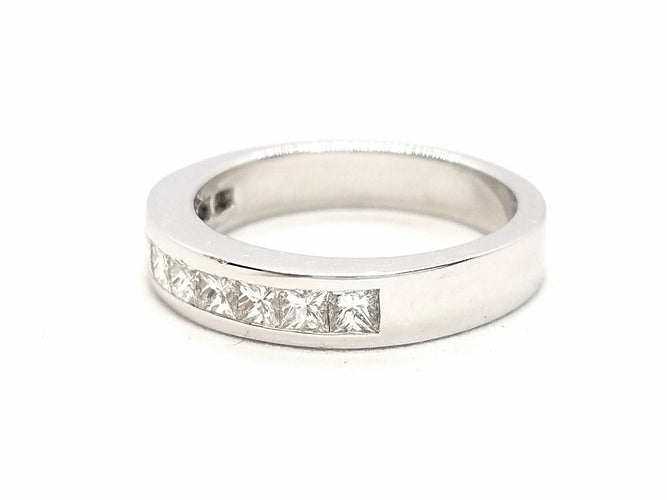 Bague 54 Bague Demie alliance Or blanc Diamant 58 Facettes 578776RV