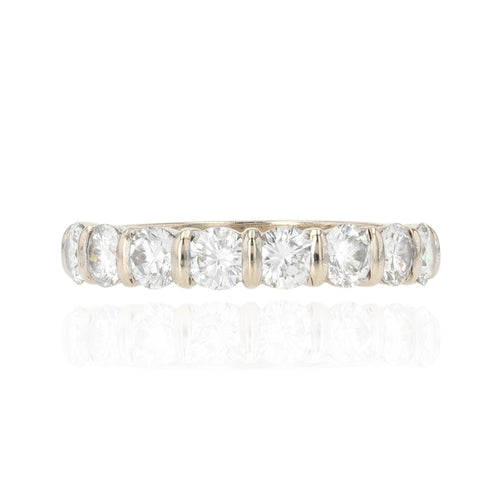 Bague 53 Demi alliance or blanc et diamants brillants 58 Facettes 22-116