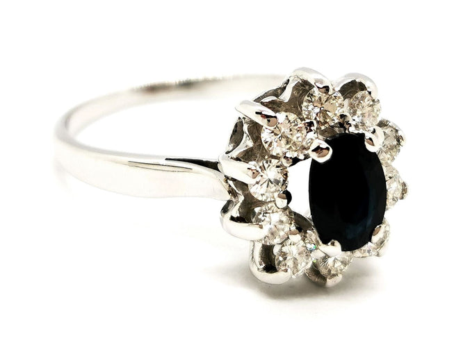 Bague 60 Bague Fleur Or blanc Saphir 58 Facettes 1638626CN