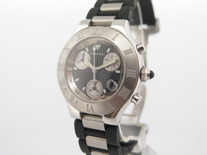 Montre montre CARTIER 21 chronoscaph 2424 quartz 38 mm chronographe acier 58 Facettes 252573