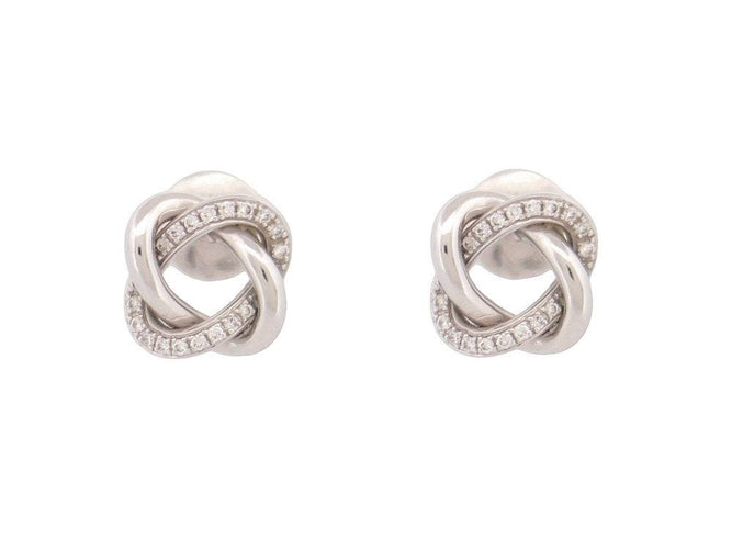 Boucles d'oreilles POIRAY - Puces d'oreilles tresse Or Diamants 58 Facettes 255372