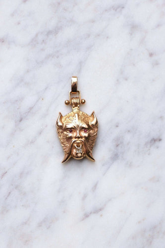 Pendentif Pendentif ancien faune, dieu Pan, diable, ouvrant en or rose et diamant 58 Facettes
