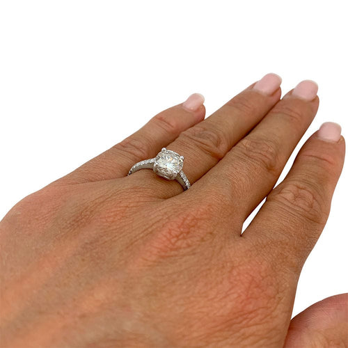 Bague 54 Solitaire accompagné, diamant 1,53 carat. 58 Facettes 31806