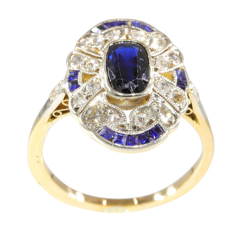 Bague 55 Bague de fiançailles Art Déco diamants Saphirs 58 Facettes 23263-0556