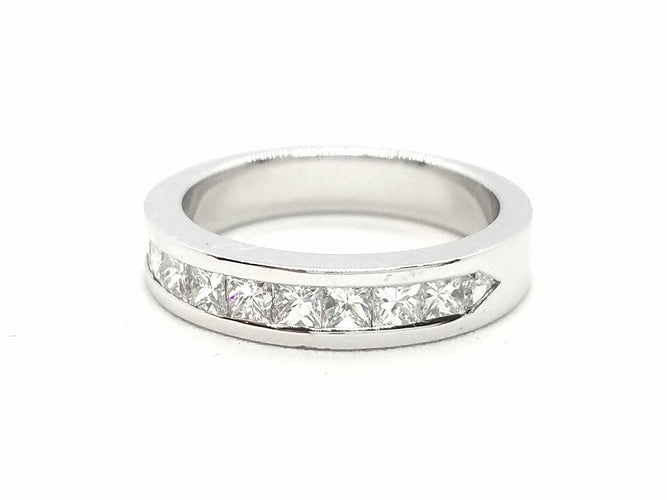 Bague 53 Bague Demie alliance Or blanc Diamant 58 Facettes 578777RV