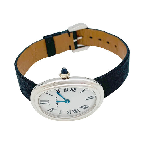Montre Montre Cartier modèle "Baignoire" en or blanc sur cuir. 58 Facettes 31175
