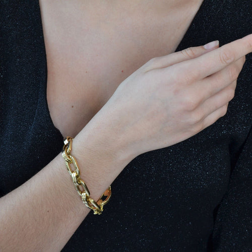 Bracelet Bracelet or jaune gourmette maille forçat 58 Facettes 21-785