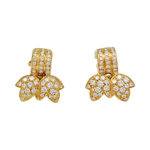 Boucles d'oreilles Boucles d'oreilles Cartier "Feuilles" or jaune et diamants. 58 Facettes 31697