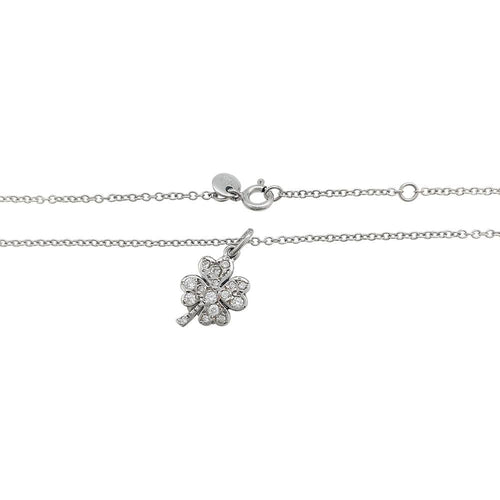 Collier Collier et pendentif Dodo "Trèfle" en or blanc et diamants. 58 Facettes 31734