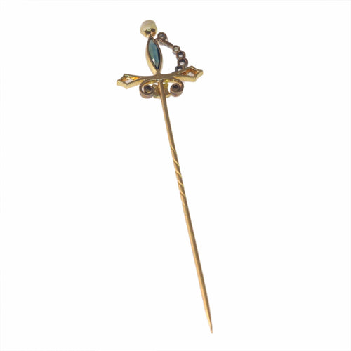 Broche Broche en or jaune saphir, perle 58 Facettes 23058-0278