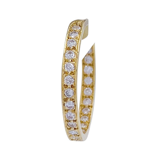 Boucles d'oreilles Créoles en or jaune et diamants. 58 Facettes 32410